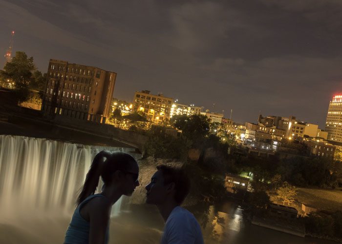 couple near the waterfall