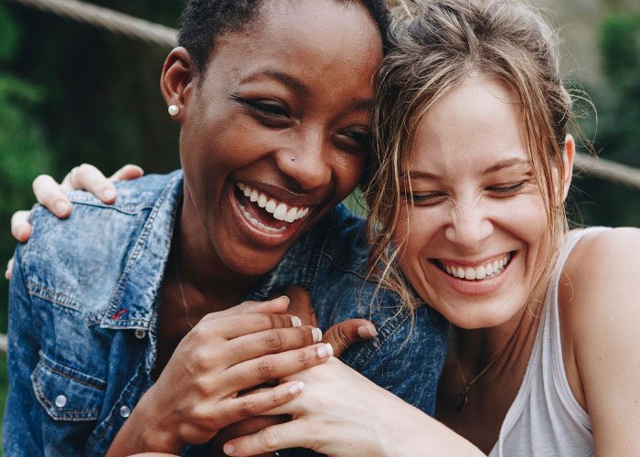 two laughing women