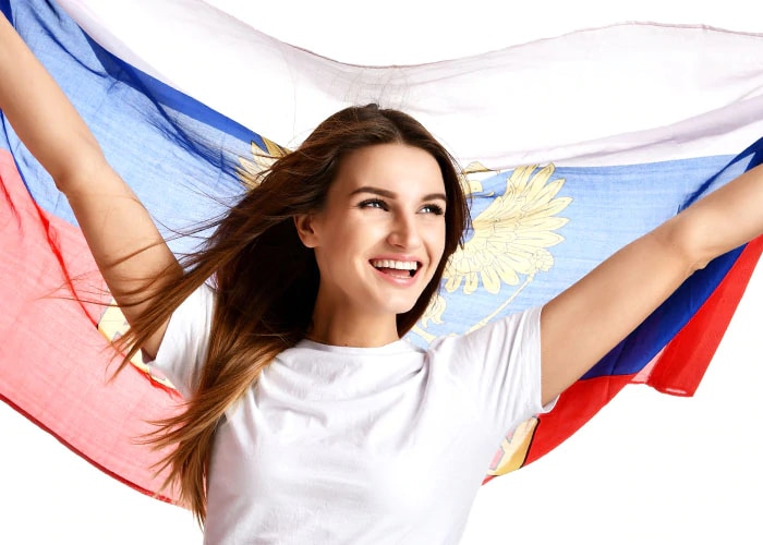 girl with russian flag