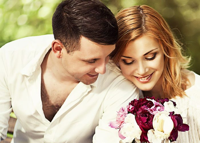 couple with flowers