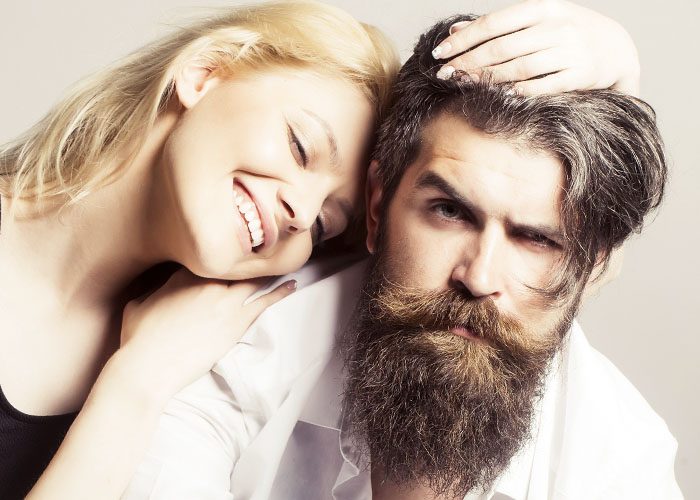 blonde woman with bearded man