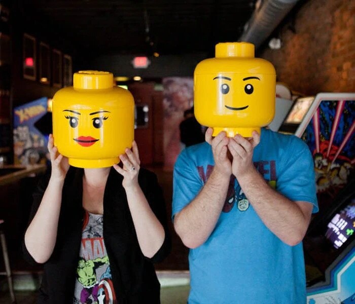 couple with lego head