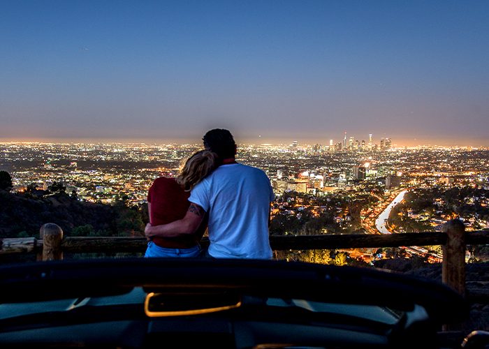 couple looking at LA's evening