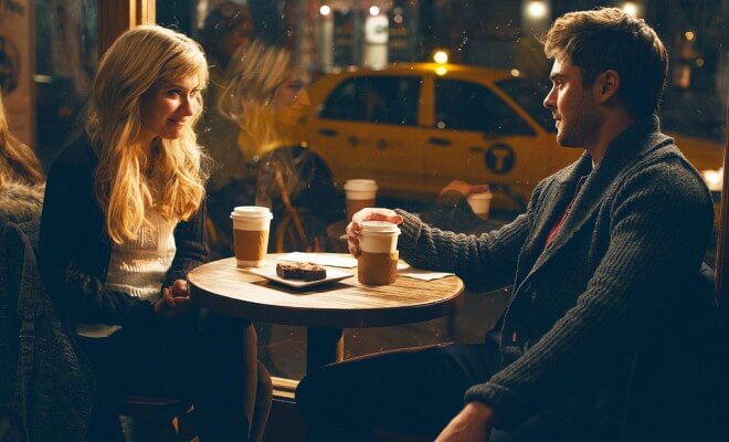 couple drinks coffee on a date
