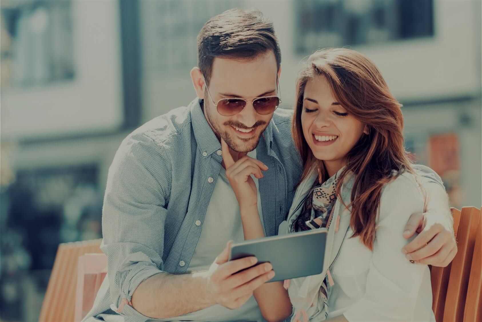 couple with tablet