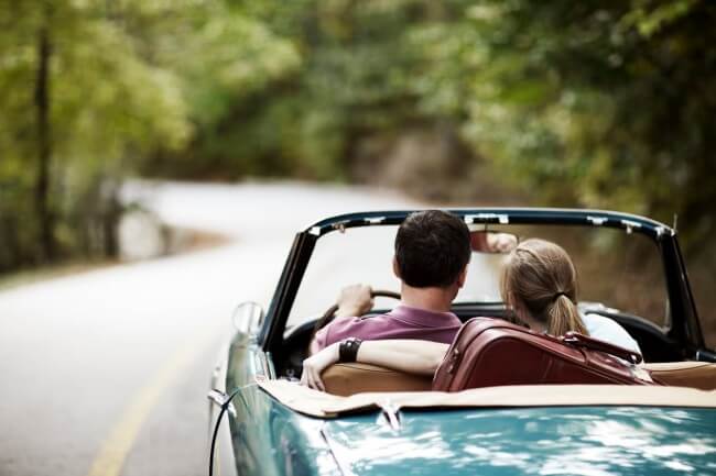 couple driving the car