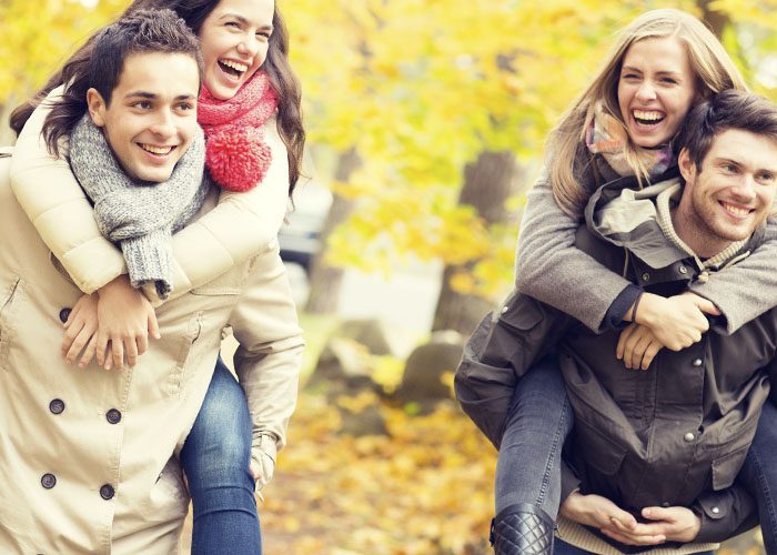 couples on the autumn walk