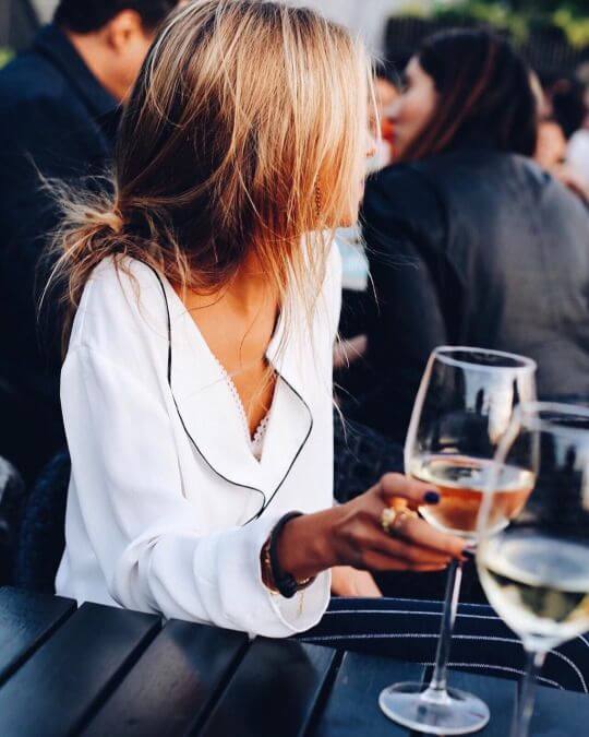 woman drinks wine