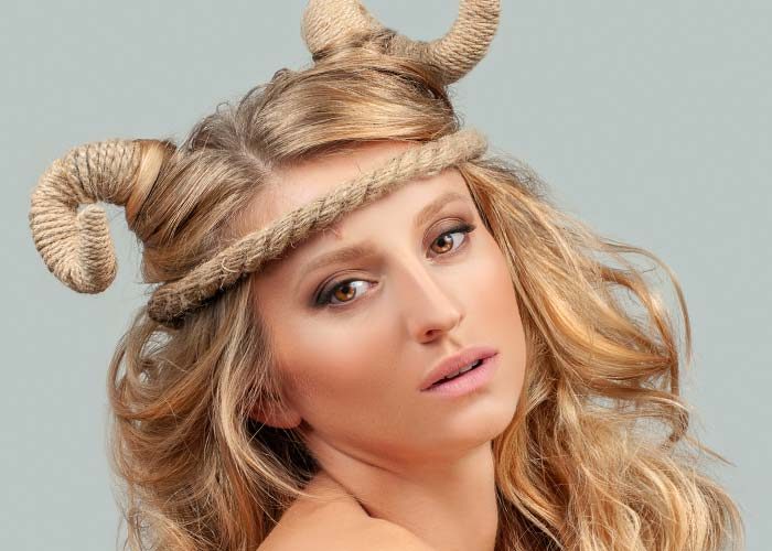 woman with artificial horns