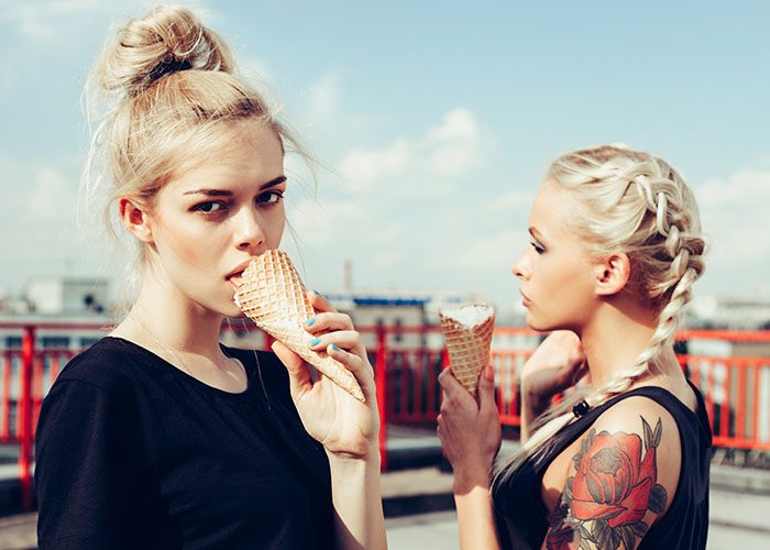 lesbians eats ice cream
