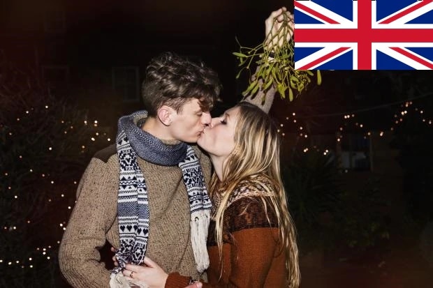 British couple kissing